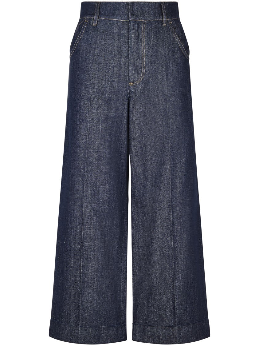 Max Mara Blue Wide-Leg Denim High-Waist Culottes Jeans