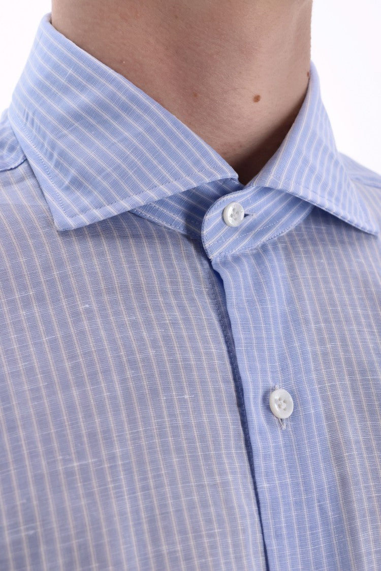 Barba Cult Line Cotton-Linen Tailored Stripe Shirt