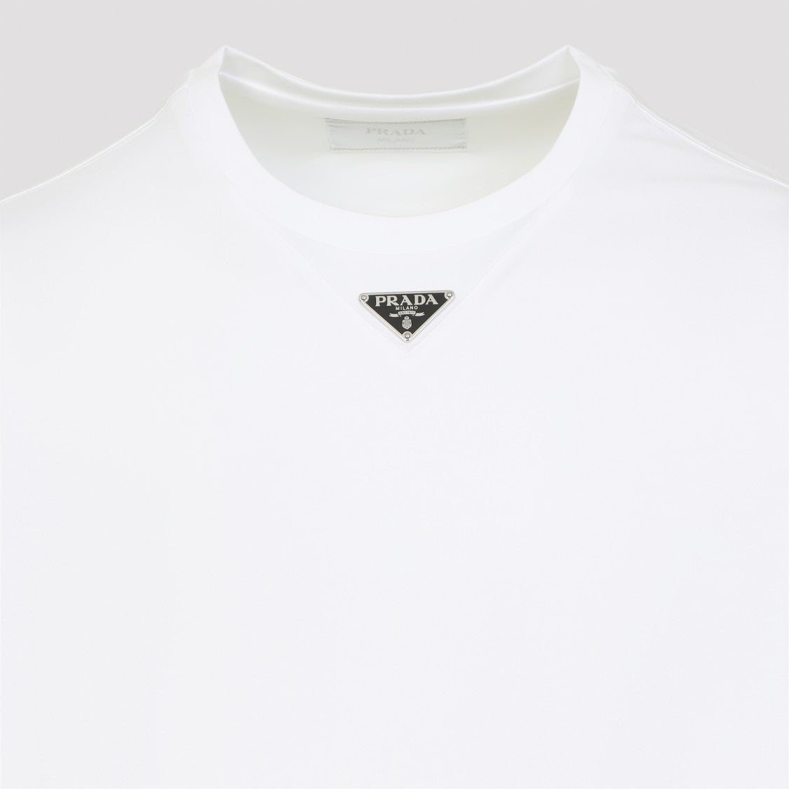 Prada White Cotton Oversized T-Shirt With Iconic Logo Detail