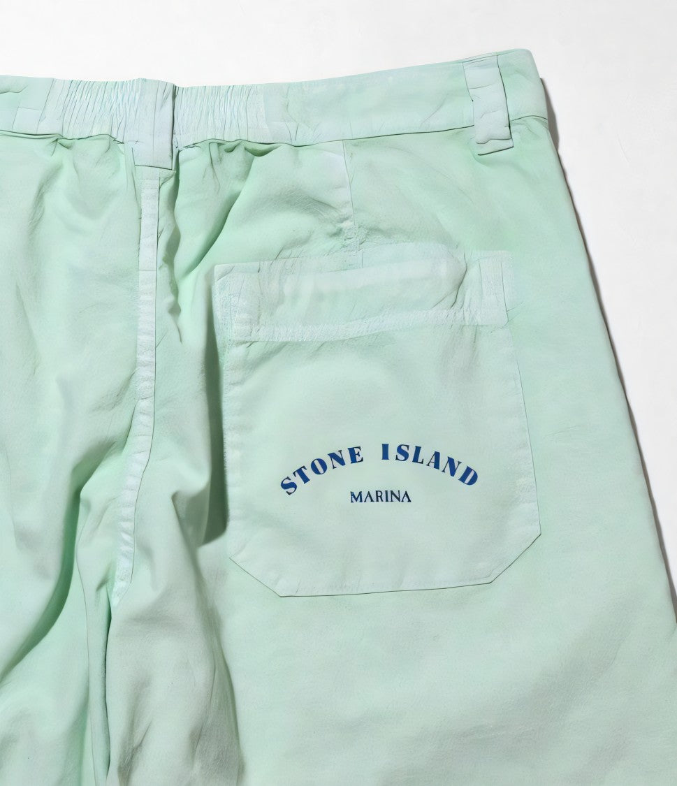 Stone Island Relaxed Fit Pastel Green Straight Pants