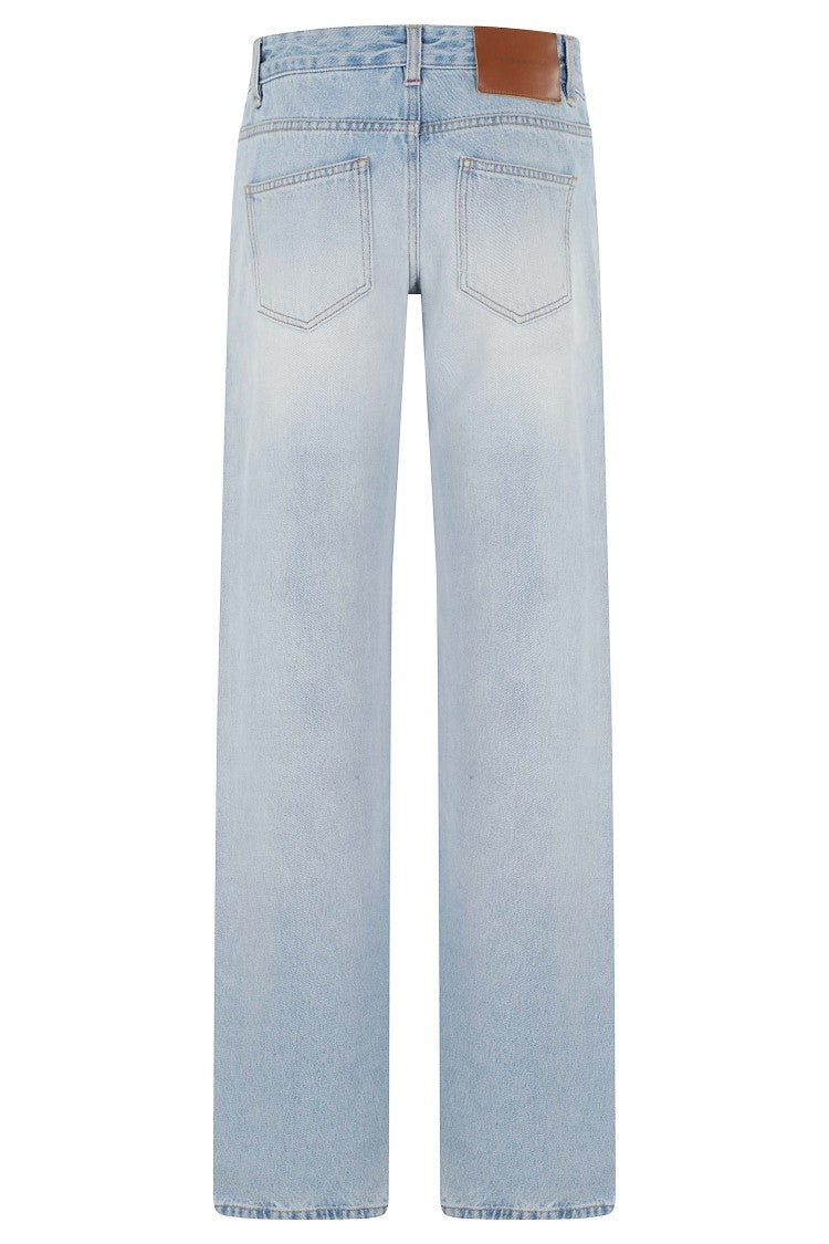 Victoria Beckham Light Blue Harper Five-Pocket Straight Cotton Jeans