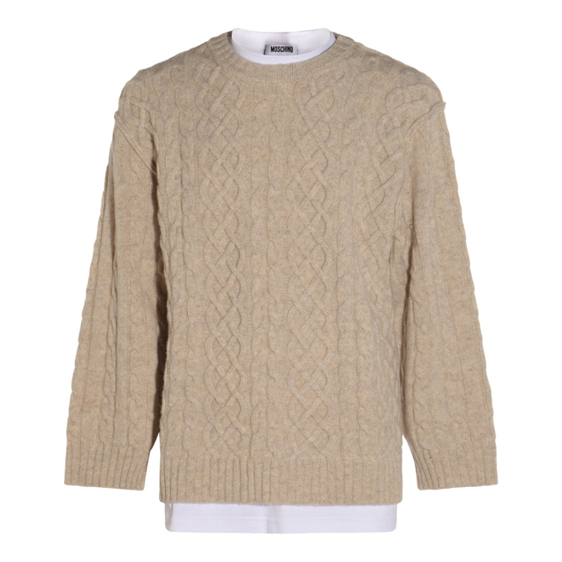 Moschino Classic Cable Knit Sweater With Crew Neckline