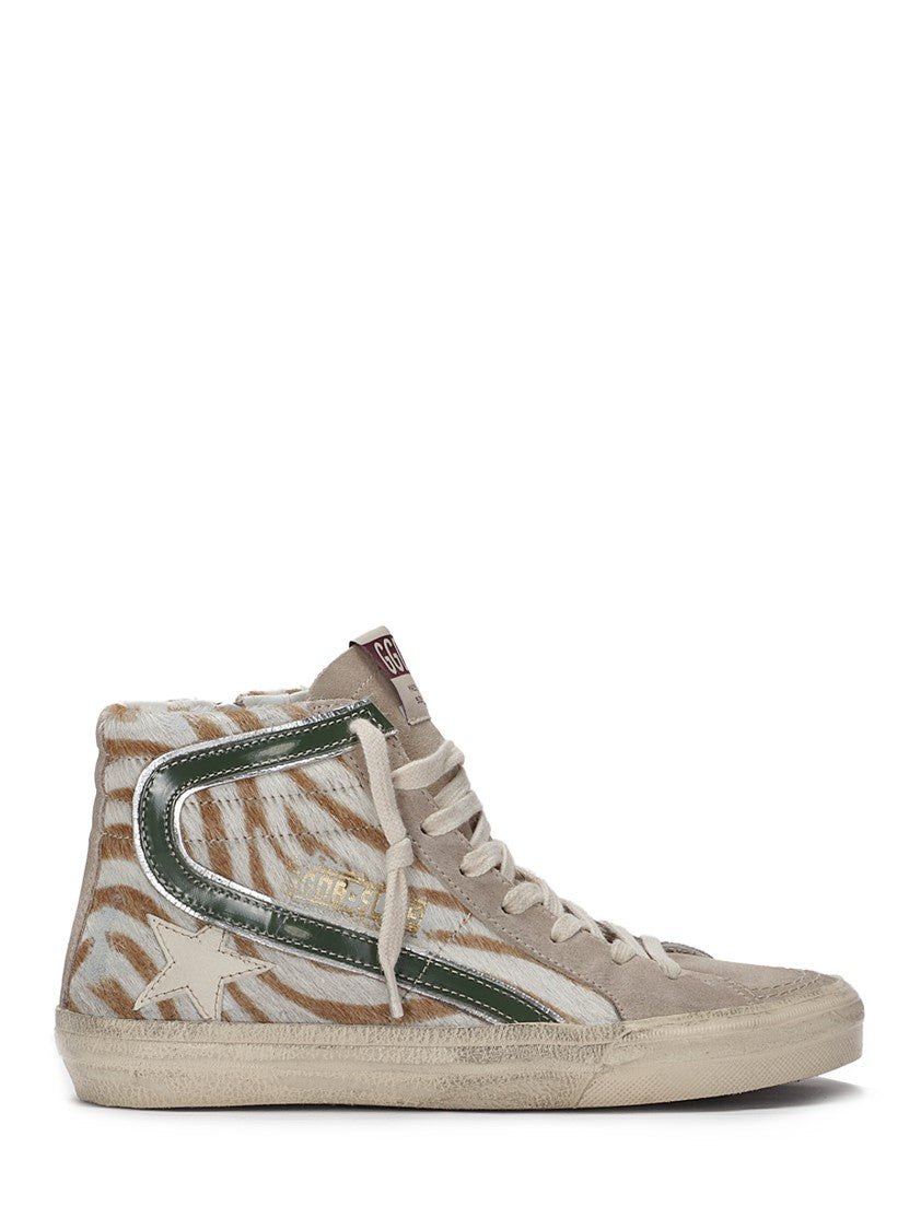 Golden Goose High-Top Sneakers With Zebra-Print Leather And Suede Accents