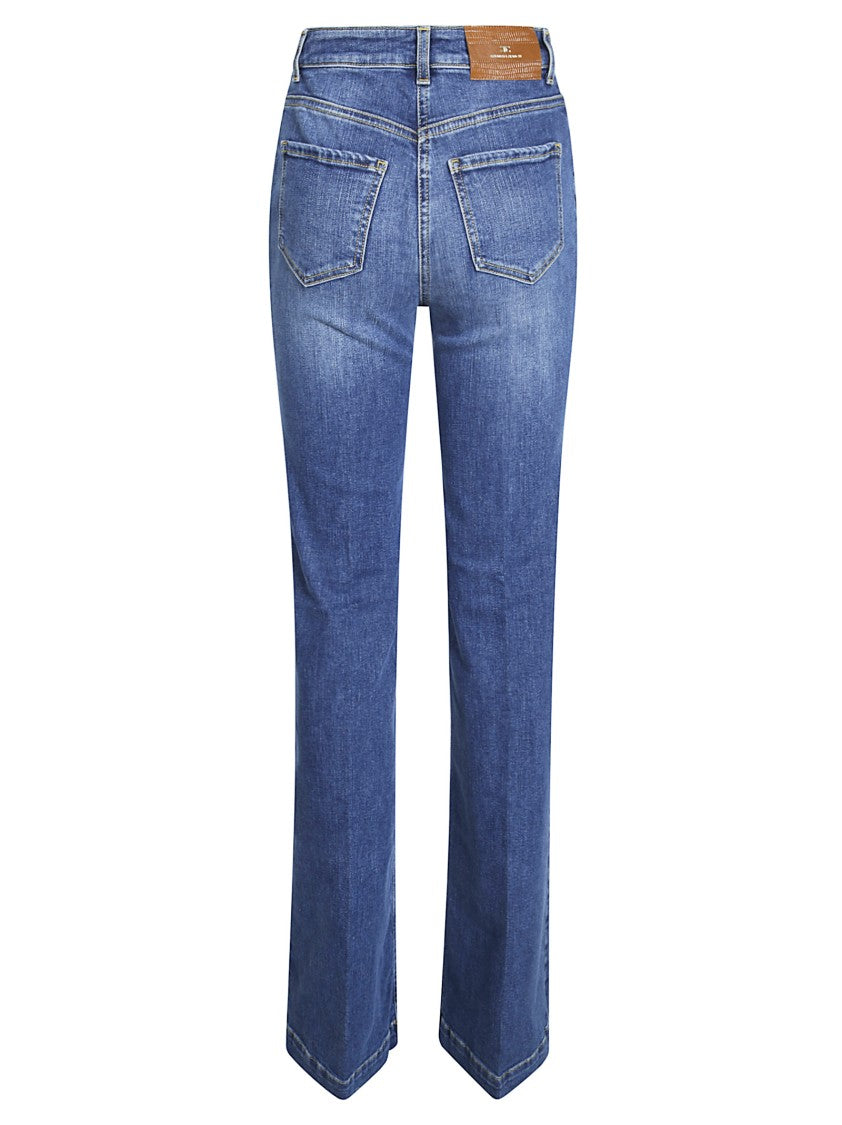 Elisabetta Franchi Flared Blue Gold Accent Jeans
