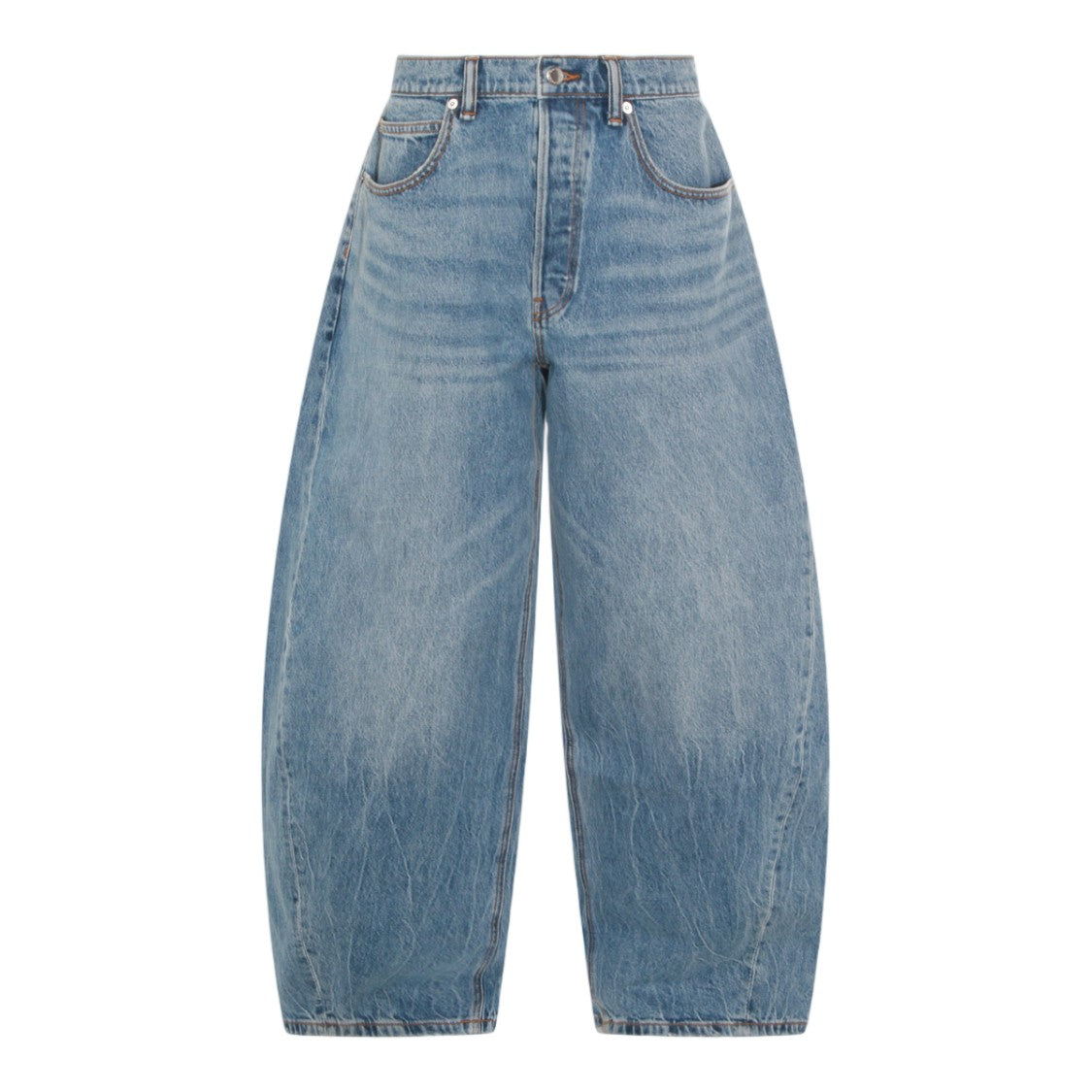 Alexander Wang Wide-Leg Denim Jeans With Rhinestone Embellishment