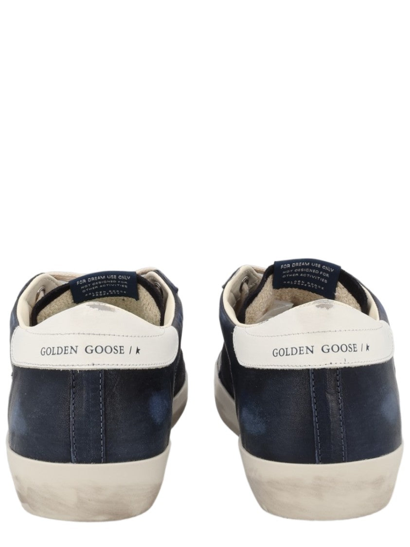 Golden Goose Blue Vintage-Inspired Distressed Cow Leather Sneakers