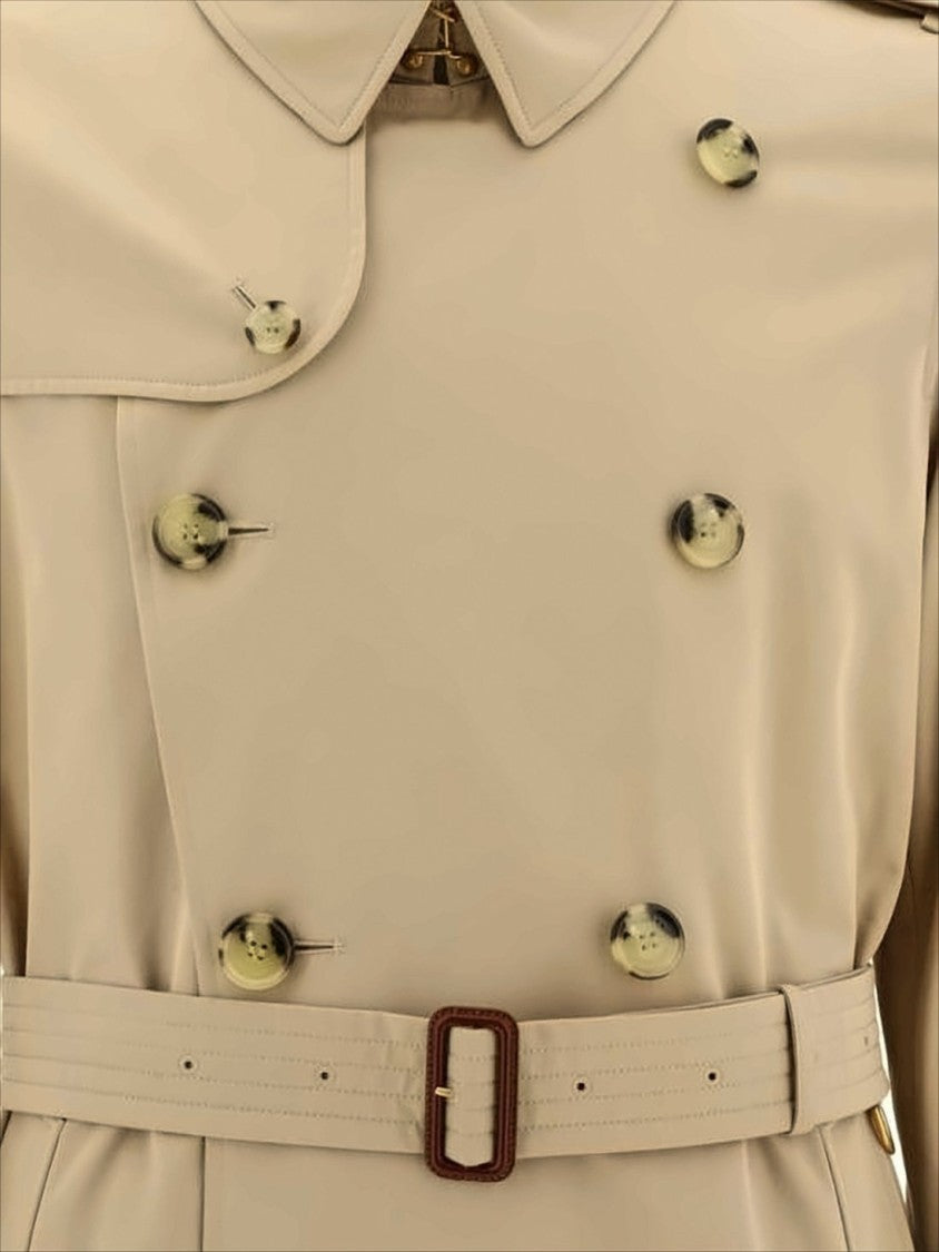 Burberry Double-Breasted Trench Coat In Beige Cotton