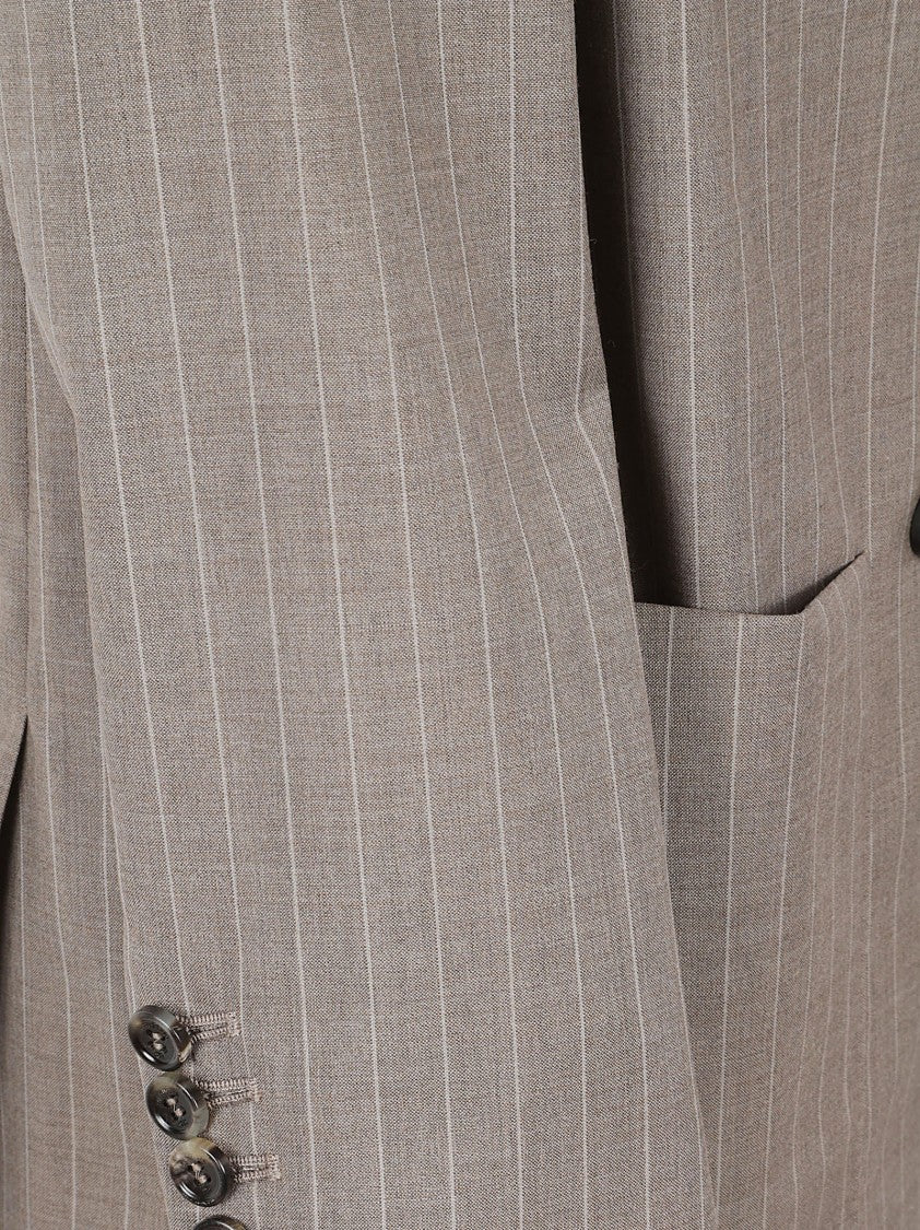 Max Mara Double-Breasted Oversized Blazer In Pure Wool Pinstripe