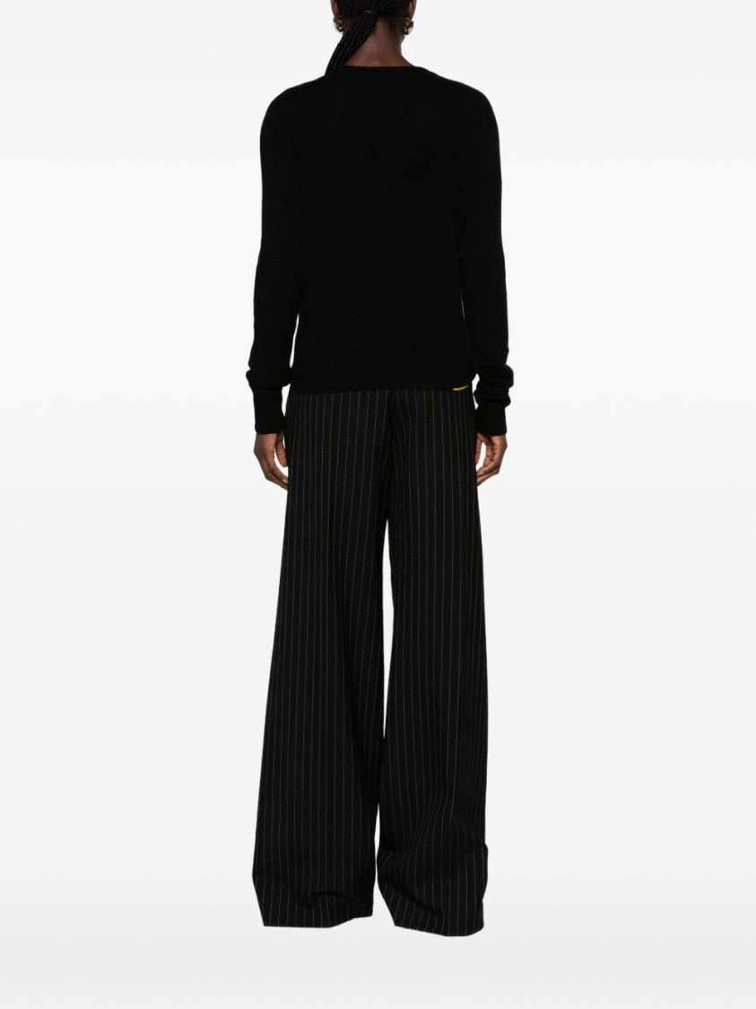 Fendi Black Knit Jacket With V-Neckline And Ribbed Details