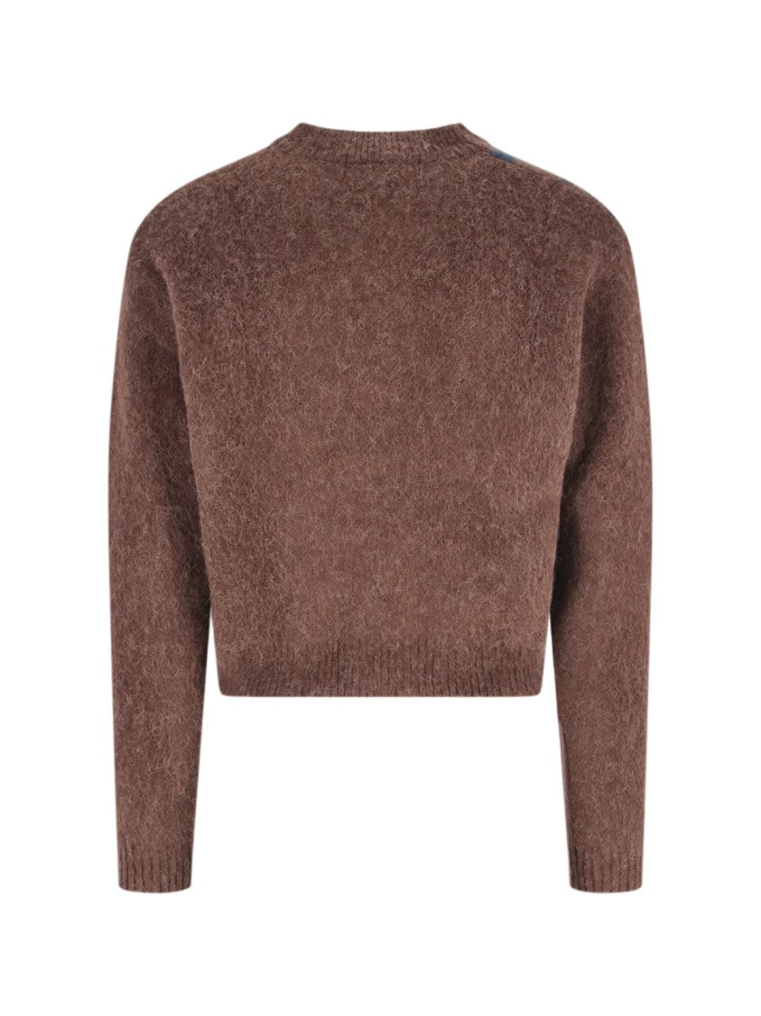 Tonywack Classic Brown Alpaca Blend Cardigan With Argyle Pattern