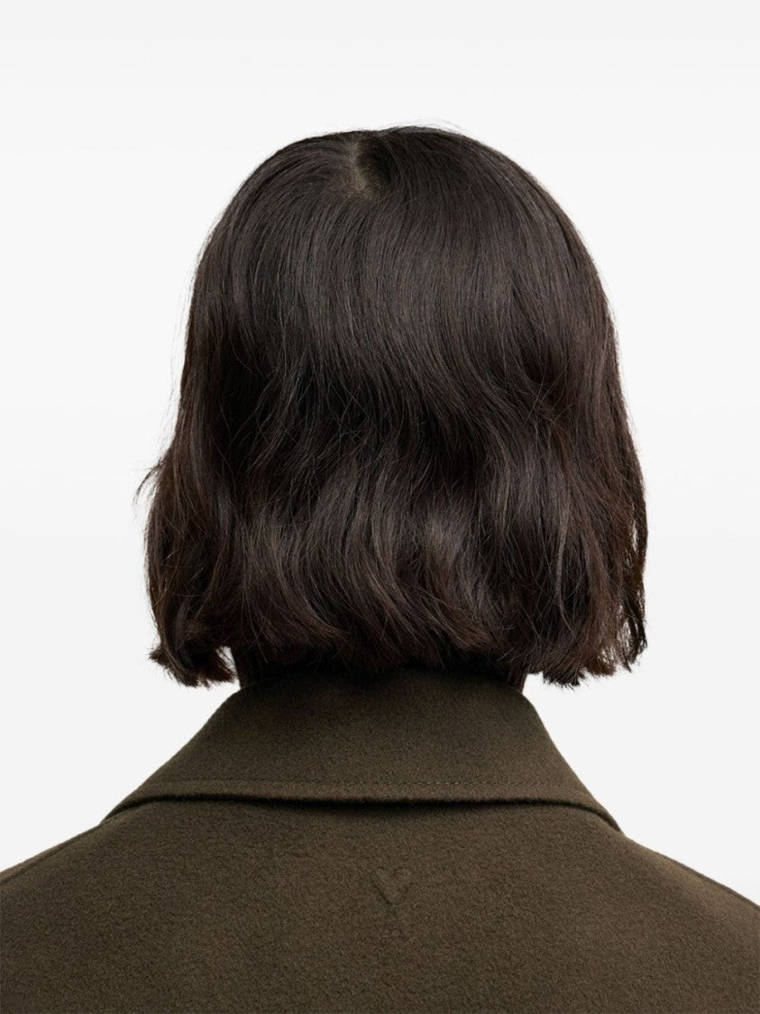 Ami Paris Coffee Brown Wool-Cashmere Blend Coat