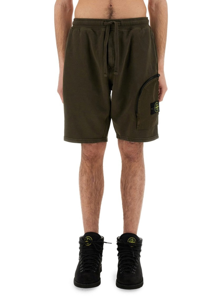 Stone Island Bermuda Cargo Shorts With Elastic Waistband