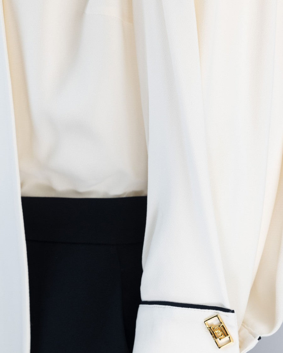 Elisabetta Franchi Georgette And Crêpe Dress With Piping