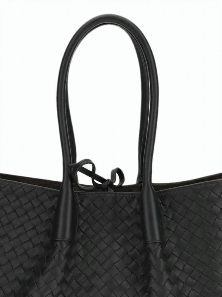 Bottega Veneta Woven Calf Leather Shoulder Bag With Rounded Edges