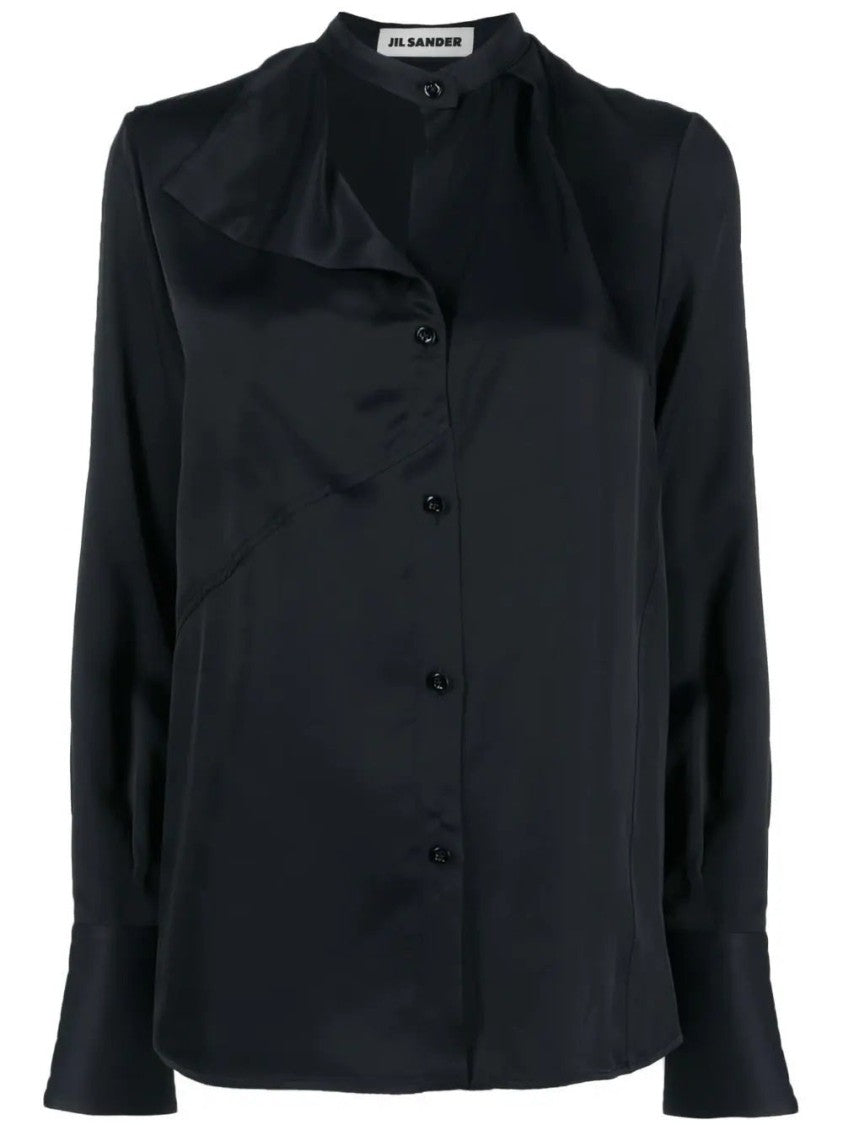 Jil Sander Blue Sleek Long-Sleeve Viscose Shirt