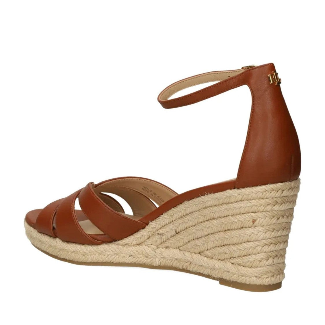 Lauren Ralph Lauren Brown Nellie Leather Crisscross Wedge Espadrilles