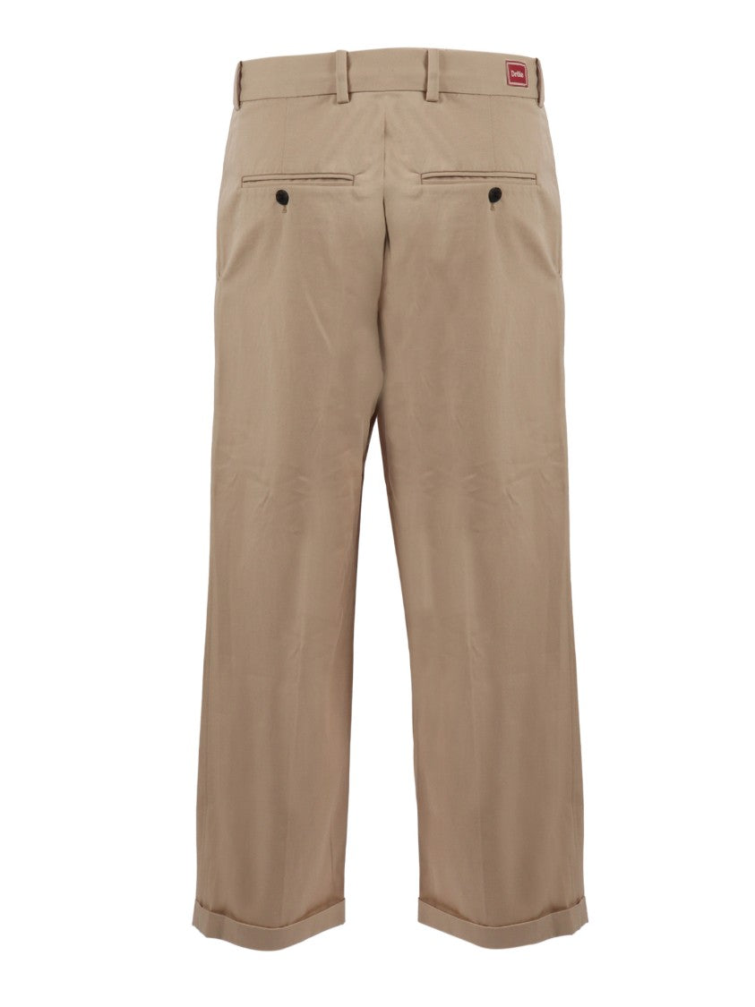 Drôle De Monsieur Beige Pleat Cuffed Cropped Pants