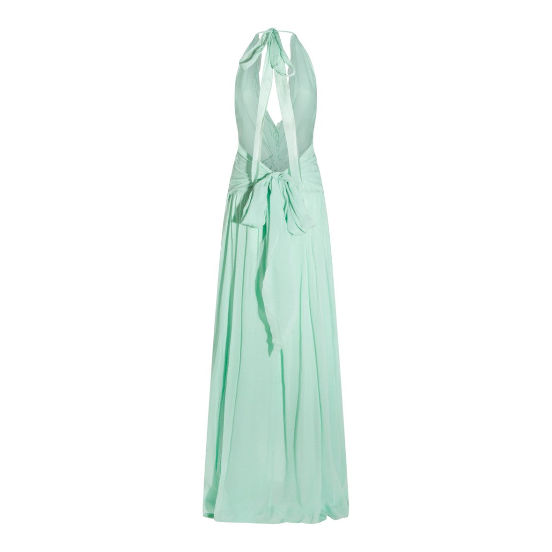 Blumarine Light Green Viscose Maxi Dress With Draped Details