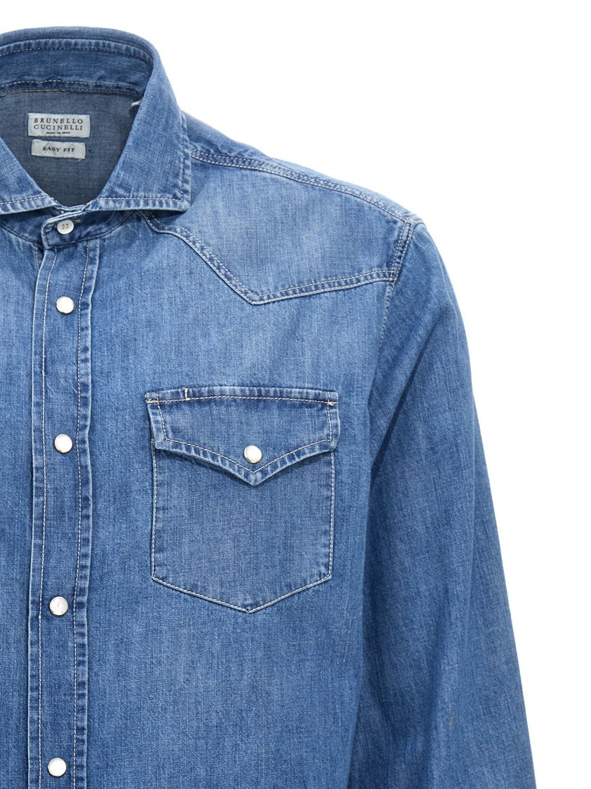 Brunello Cucinelli Classic Blue Denim Shirt
