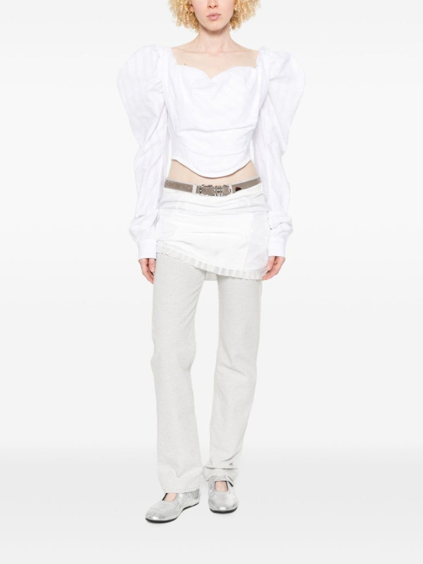 Vivienne Westwood White Sweetheart Puff Sleeve Button Top