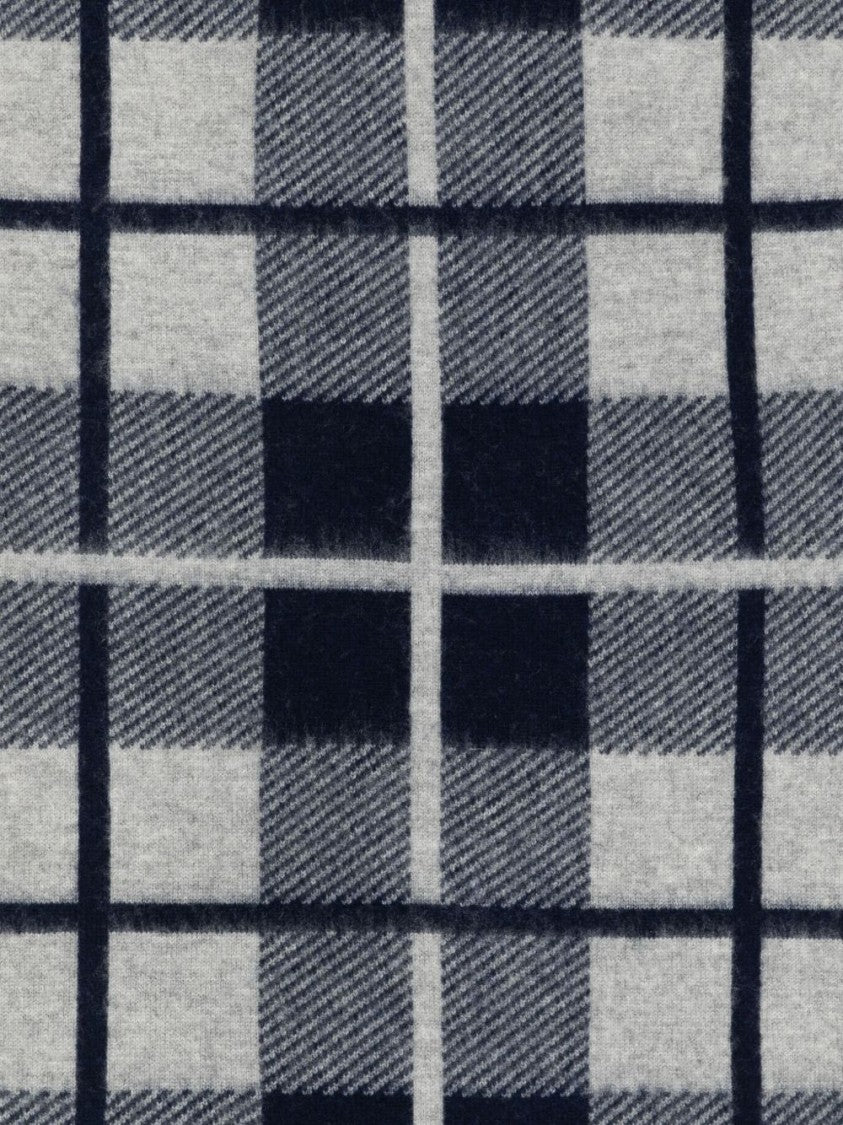 Guest In Residence Checkered Blue And Gray Wool-Cashmere Scarf