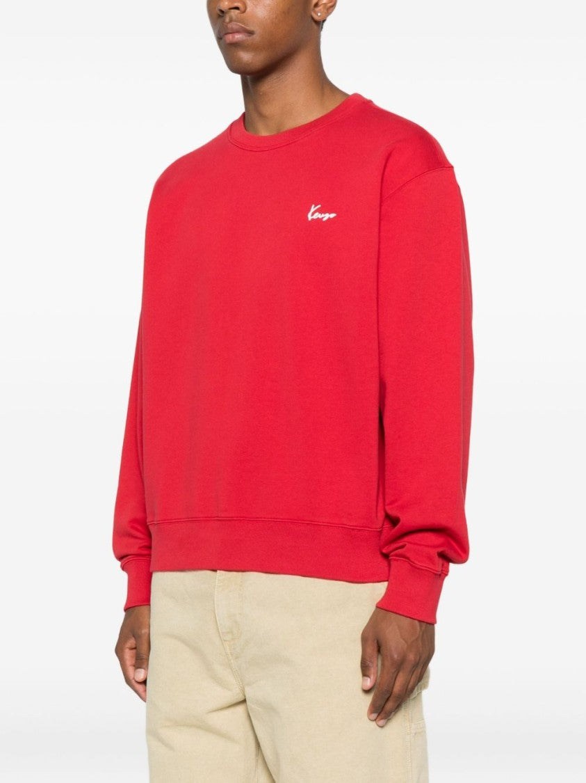 Kenzo Red Floral Print Logo Cotton Sweater