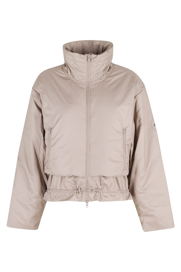 Adidas By Stella Mccartney Beige Liner Jkt Polyester Cropped High-Collar Jacket