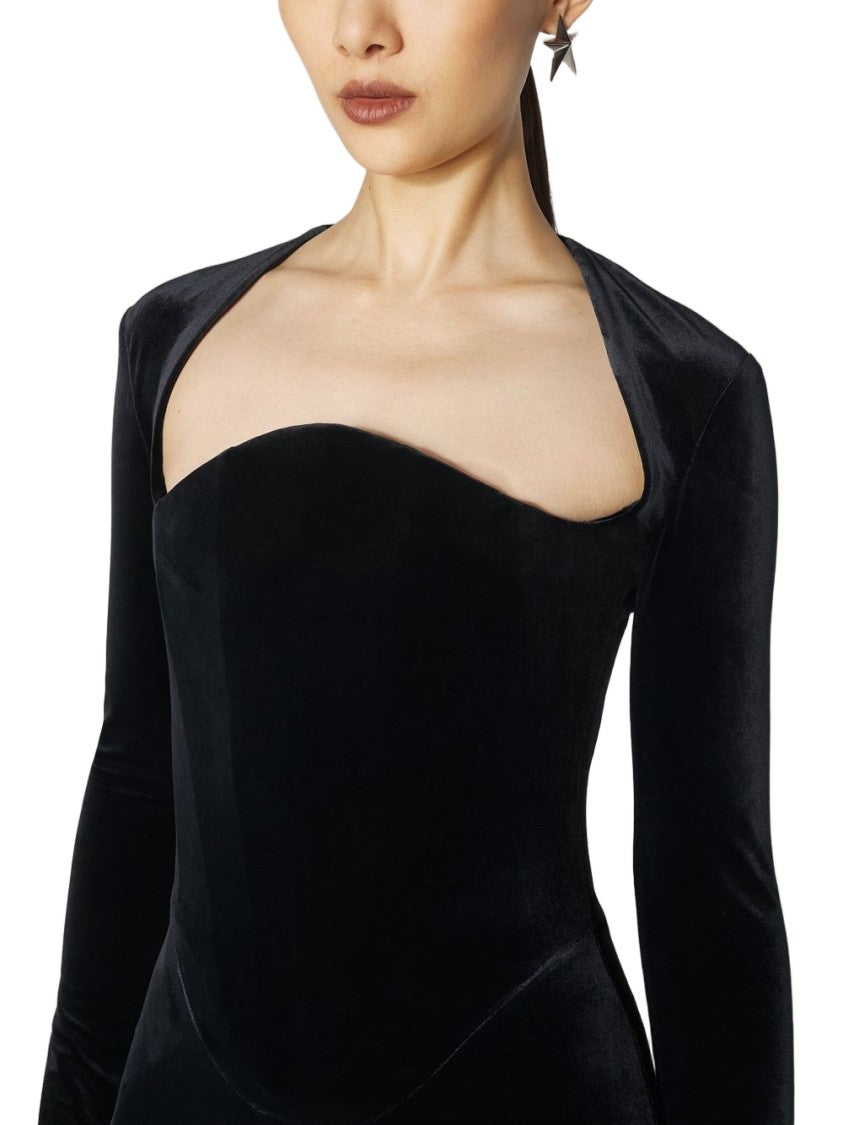 Mugler Black Long Sleeve Straight Hem Dress