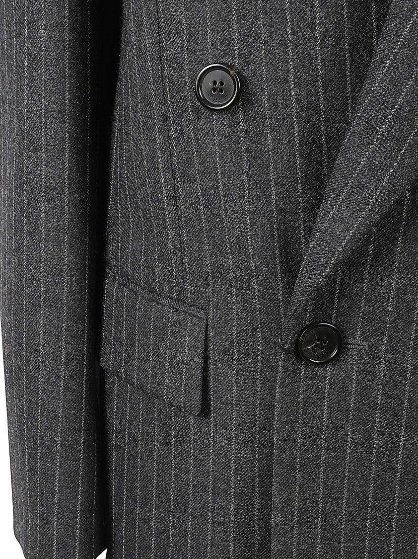 Saint Laurent Double-Breasted Tailored Jacket With Pinstripe Pattern
