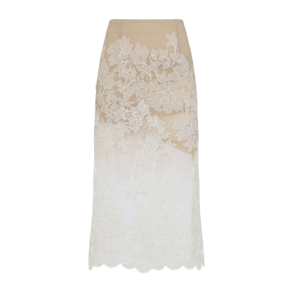 Ermanno Scervino Midi Skirt With Floral Lace Overlay
