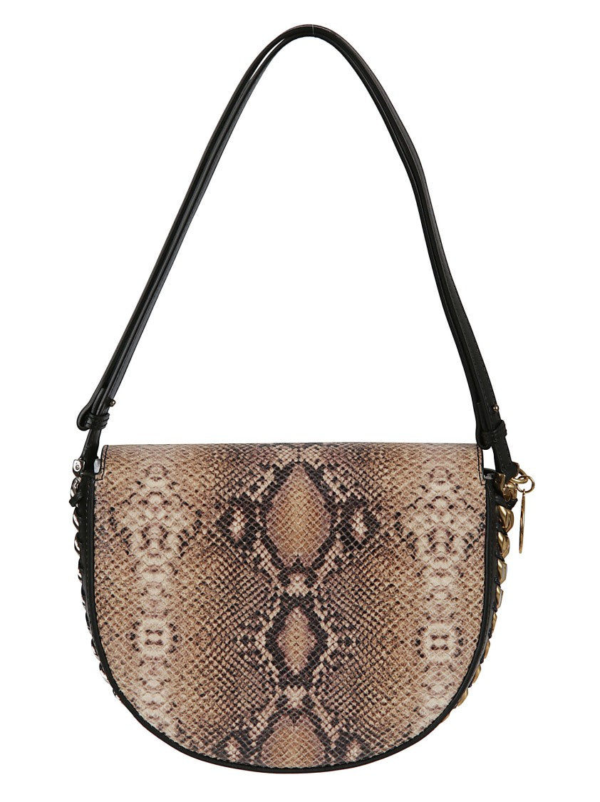 Stella Mccartney Half-Moon Snakeskin Patterned Bag With Chain Accents