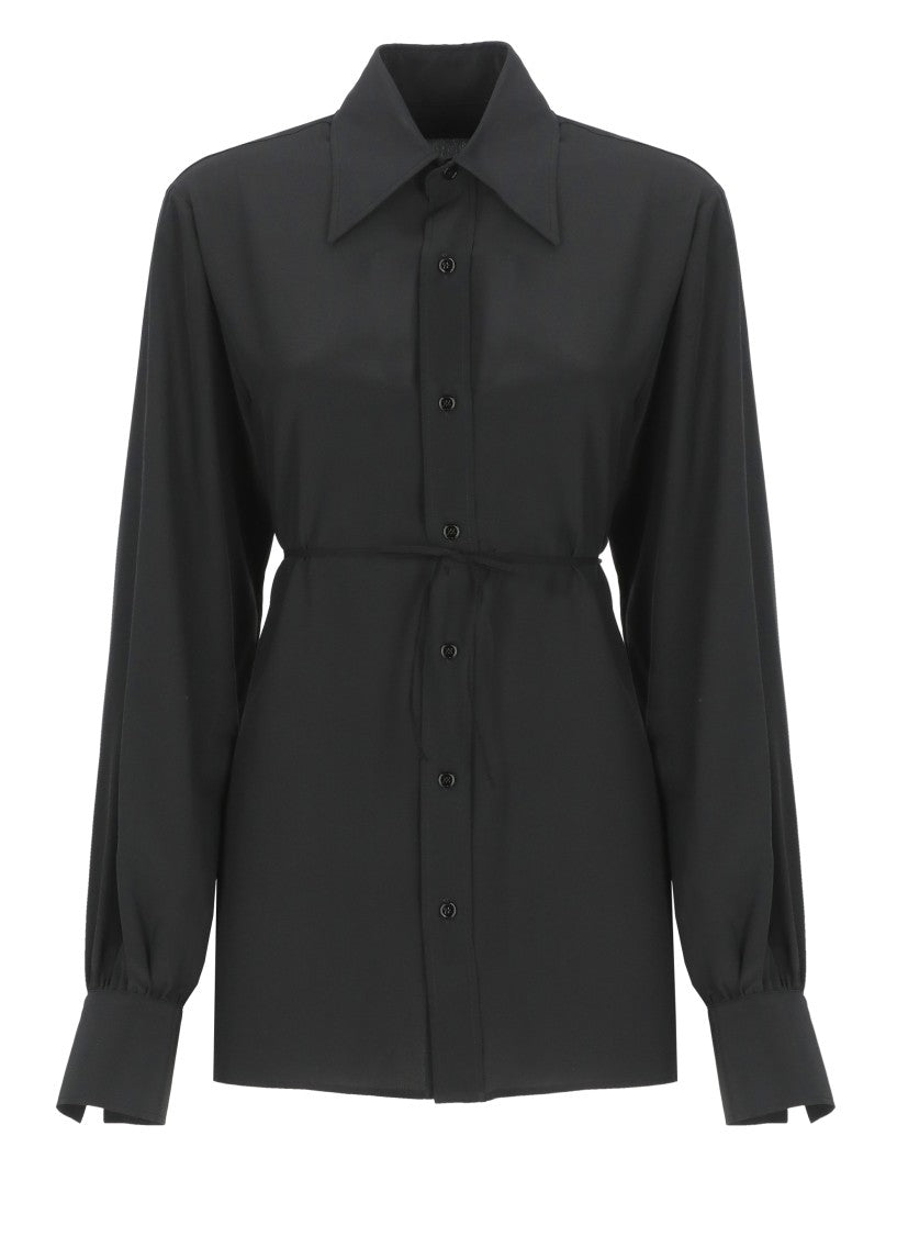 Mm6 By Maison Margiela Black Silk Shirt
