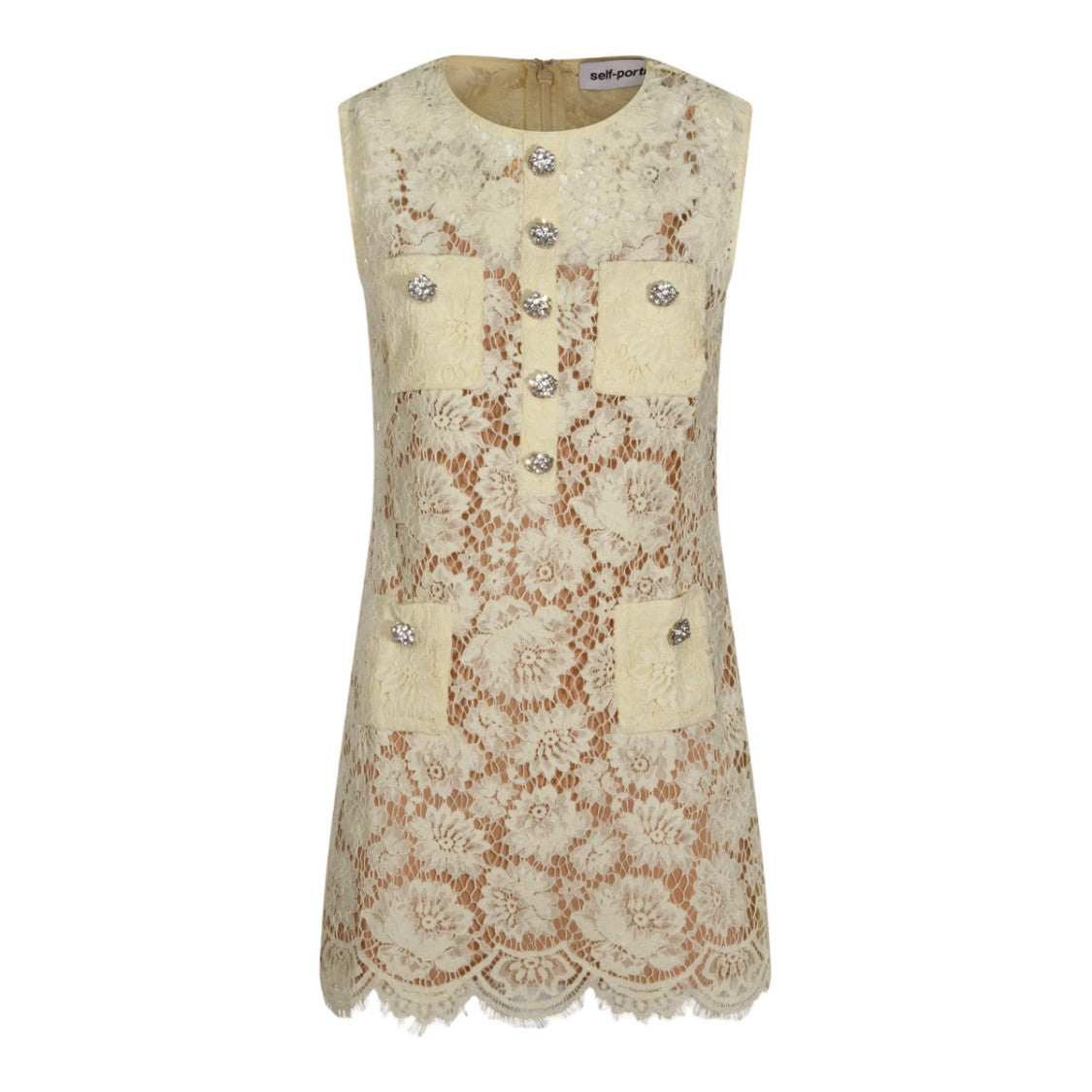 Self-Portrait Sleeveless Mini Dress With Floral Lace