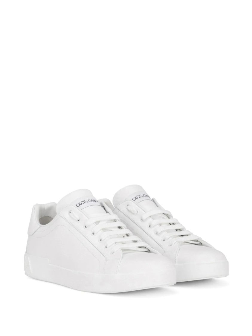Dolce & Gabbana White Portofino Tasseled Calfskin Leather Sneakers
