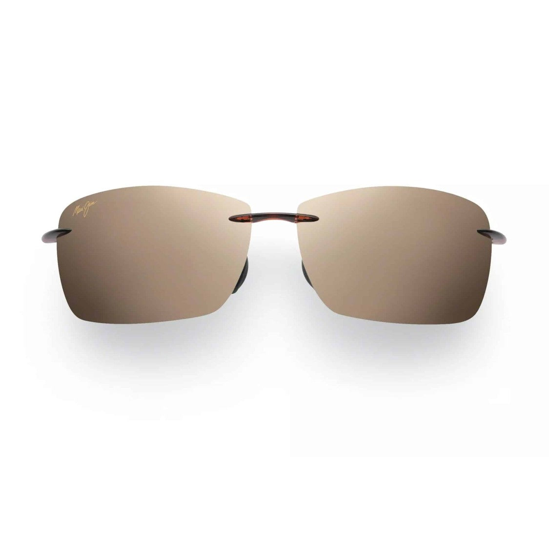 Maui Jim Lighthouse Rimless Sunglasses With Rectangular Brown-Tinted Lenses