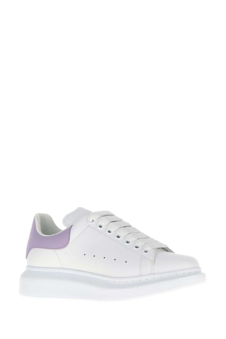 Alexander Mcqueen White Leather Sneakers With Lilac Leather Heel