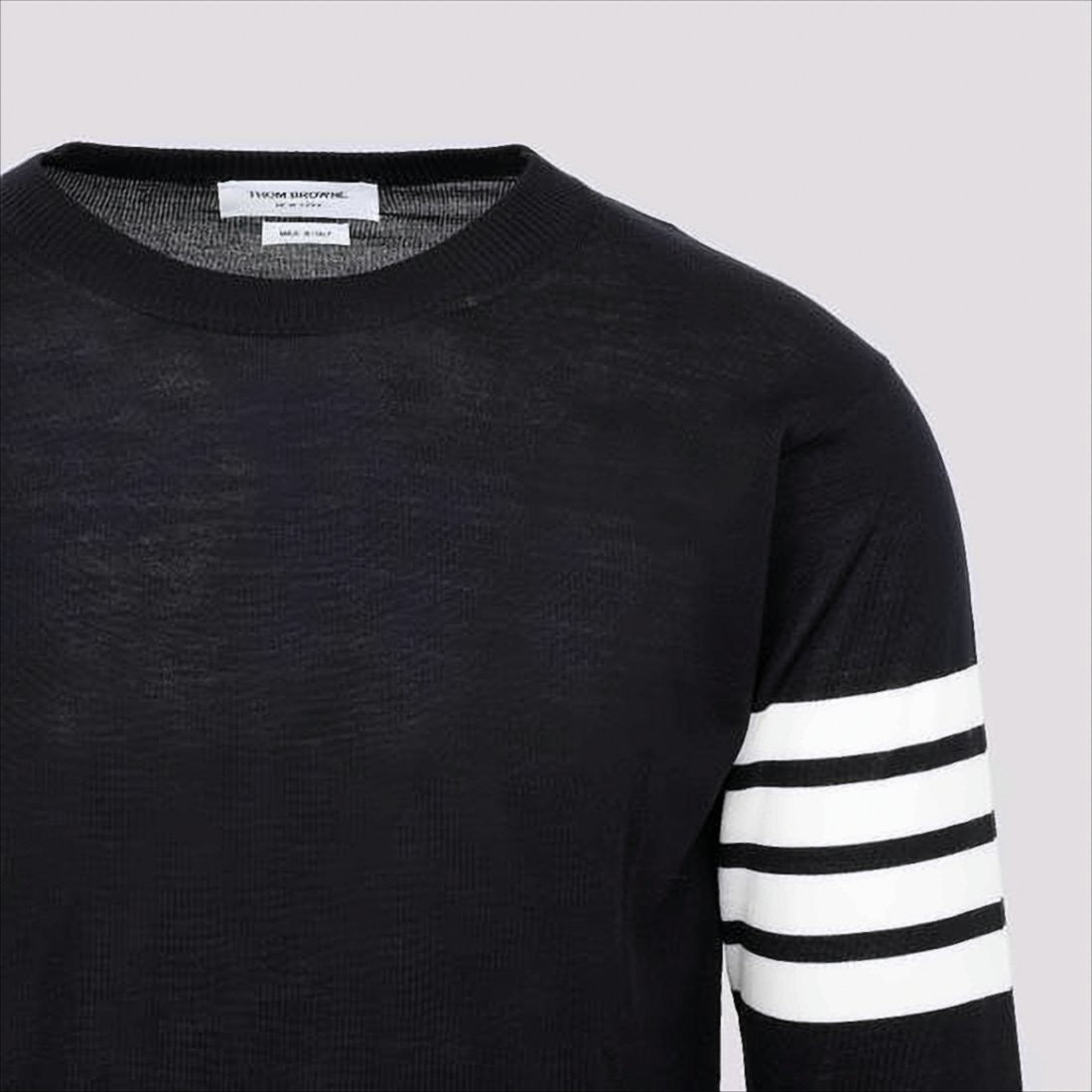 Thom Browne Merino Wool Sweater With Three-Stripe Detail