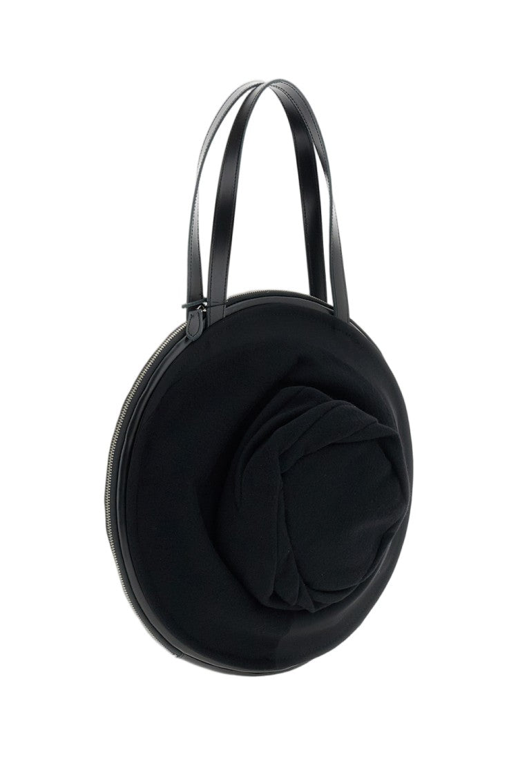 Junya Watanabe Black Circular Draped Leather Shoulder Bag