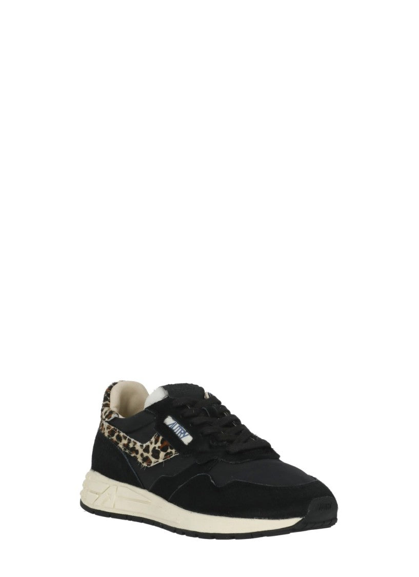 Autry Black Animal Print Pony Leather Low-Top Sneakers