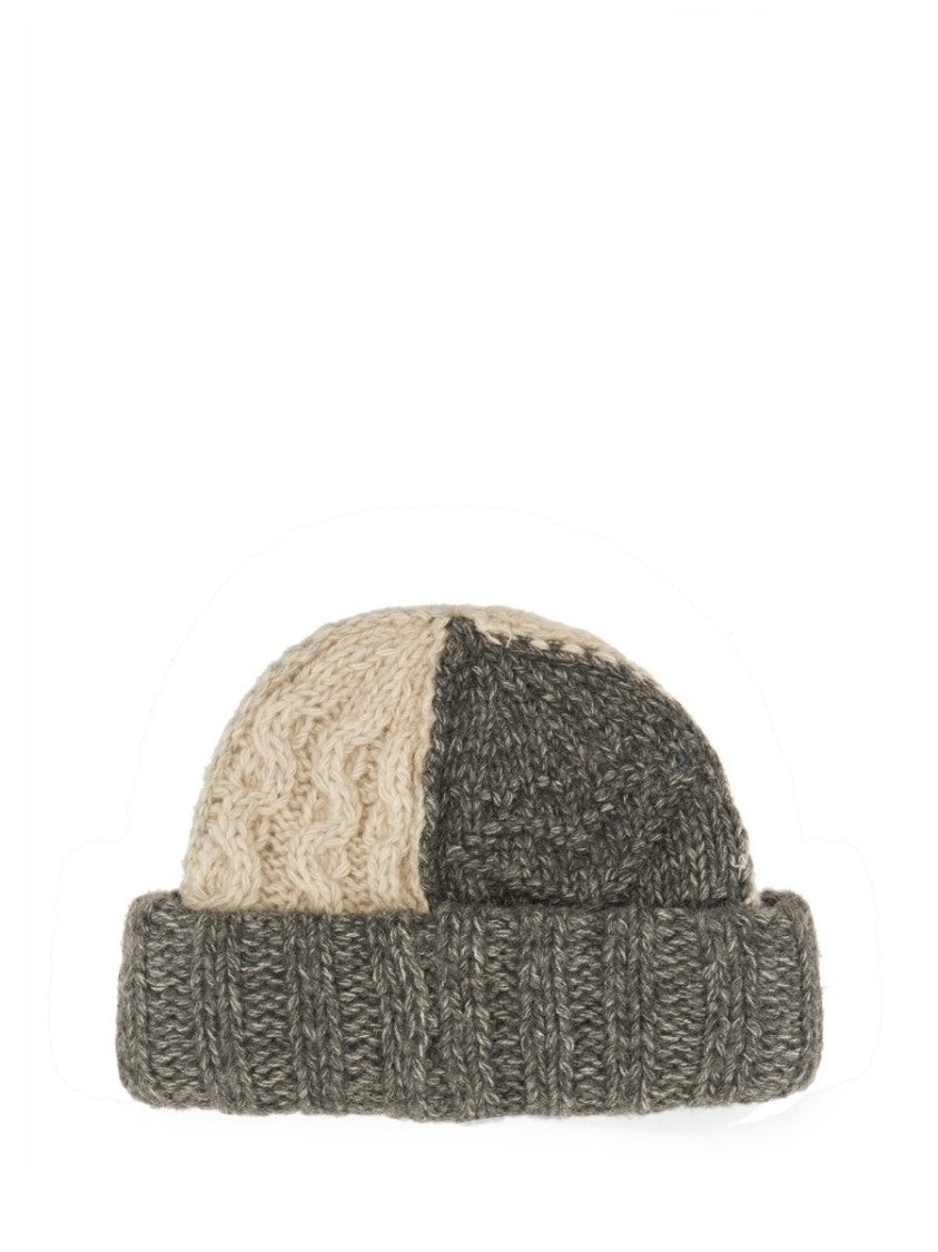 Ganni Textured Knit Cap With Ribbed Brim