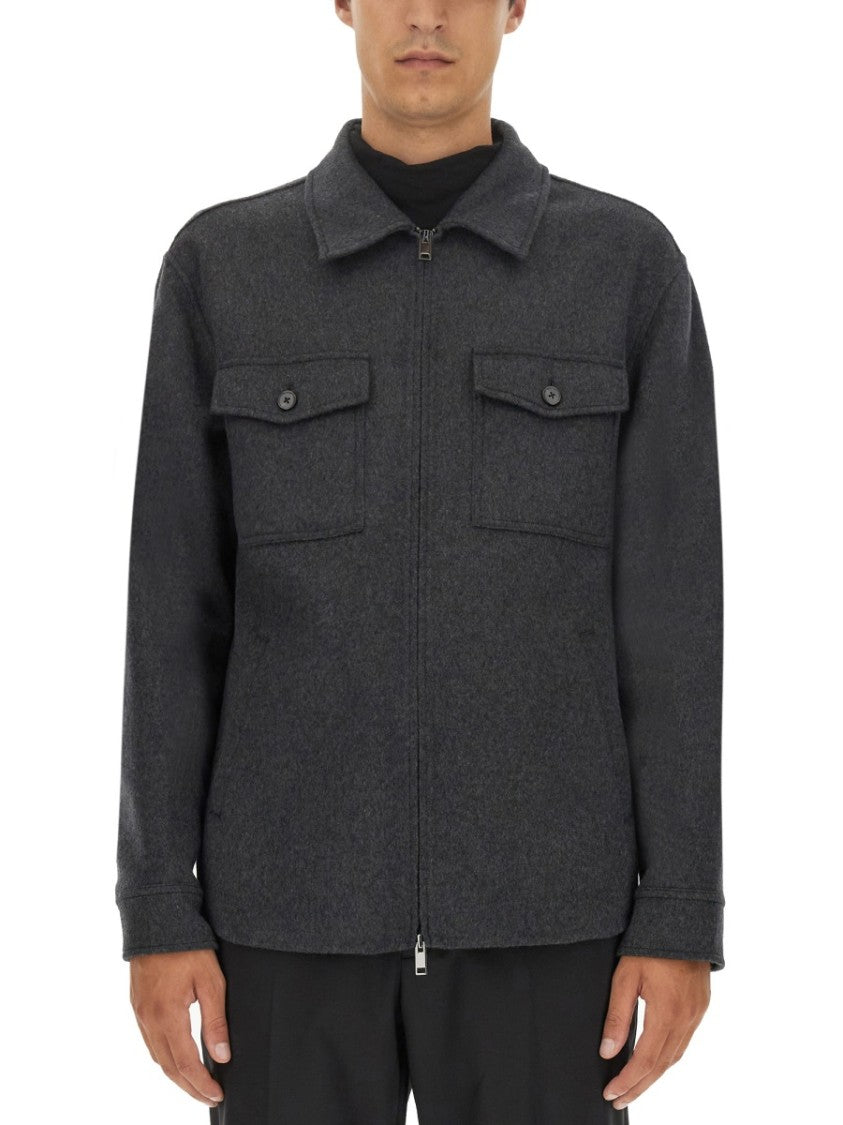 Theory Grey Wool Jacket With Cashmere Blend