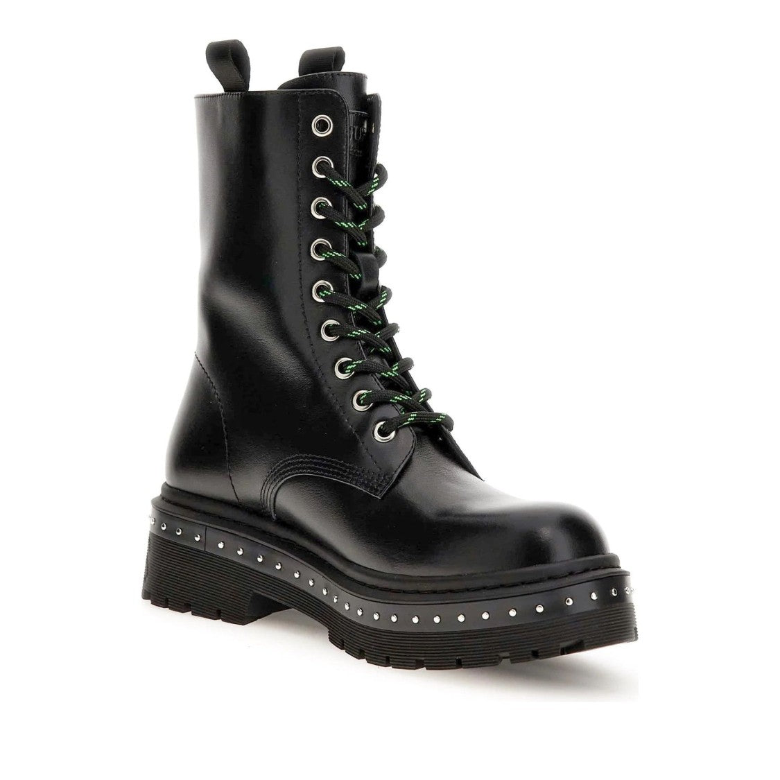 Guess Black Joya Polished Lace-Up Studded Ankle Boots