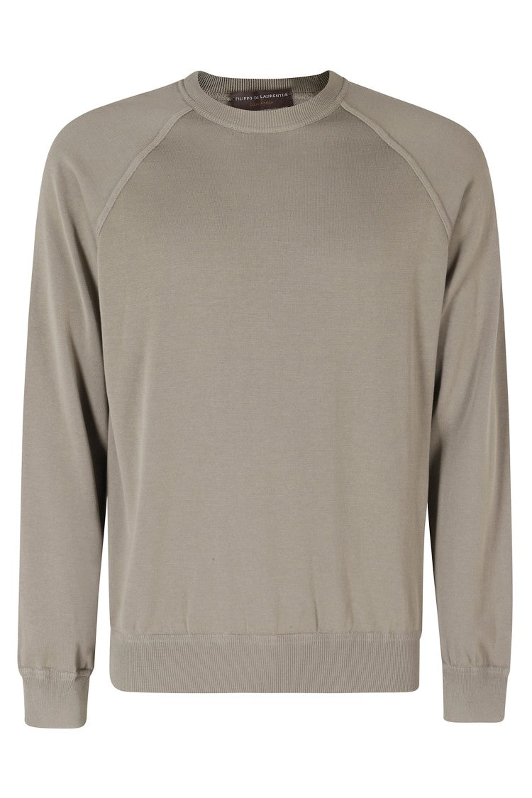 Filippo De Laurentiis Turtledove Sweatshirt-Cut Ribbed Crewneck Cotton Sweatshirt