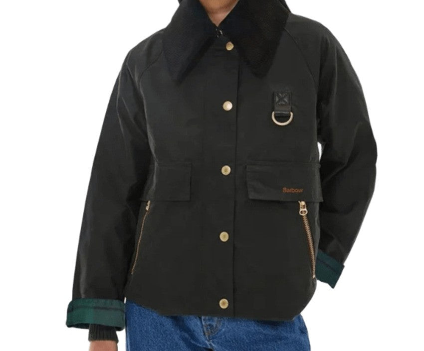 Barbour Vintage Waxed Cotton Jacket With Oversized Velvet Collar