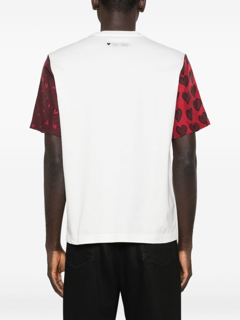 Lanvin Off-White Heart Print Graphic Crew Neck T-Shirt