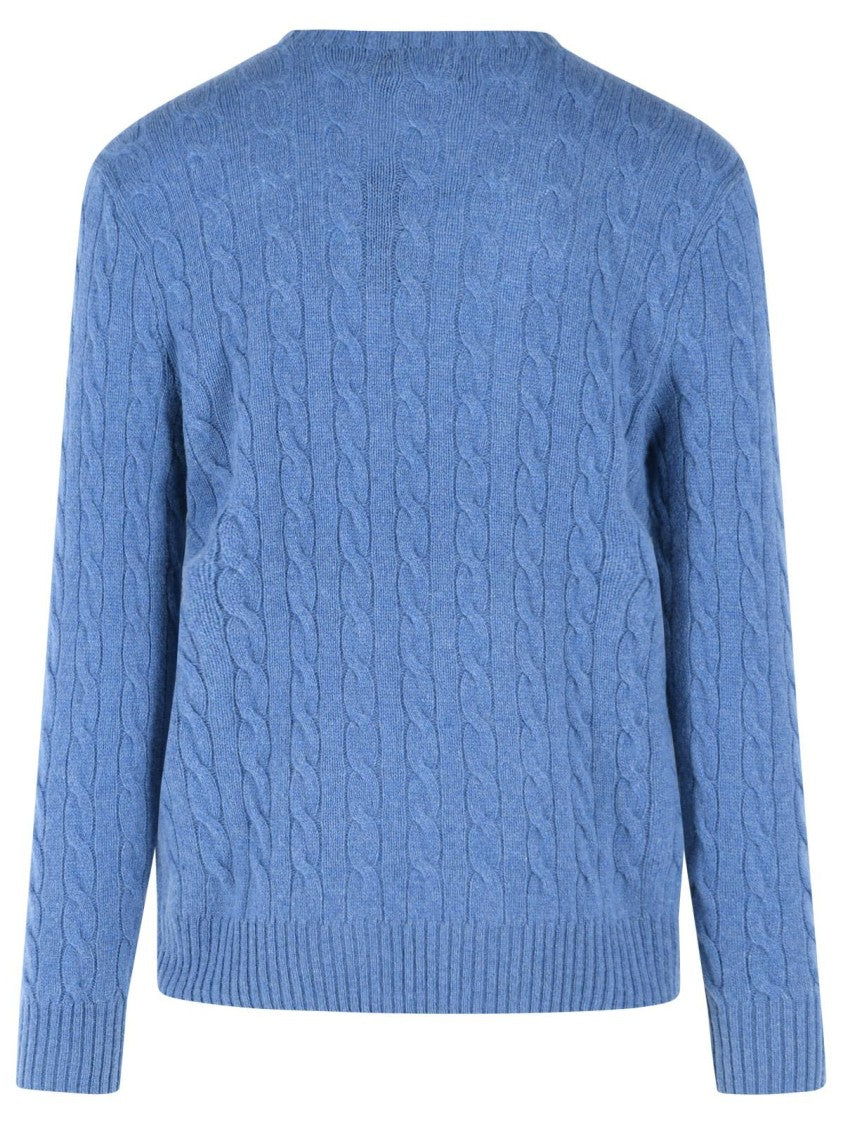 Polo Ralph Lauren Blue Cable-Knit Wool Cashmere-Blend Sweater