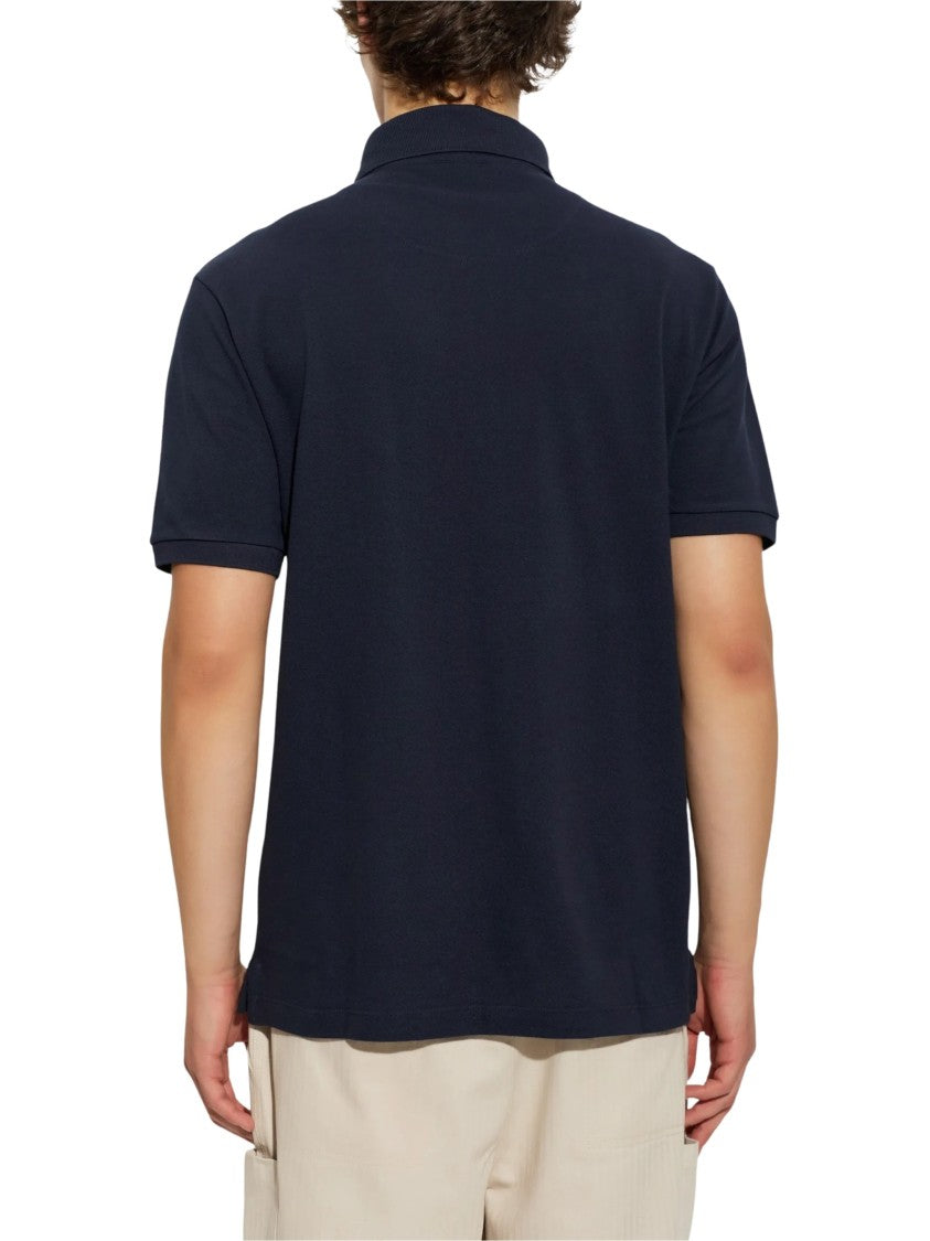 Etro Short-Sleeve Polo With Embroidered Logo And Textured Finish