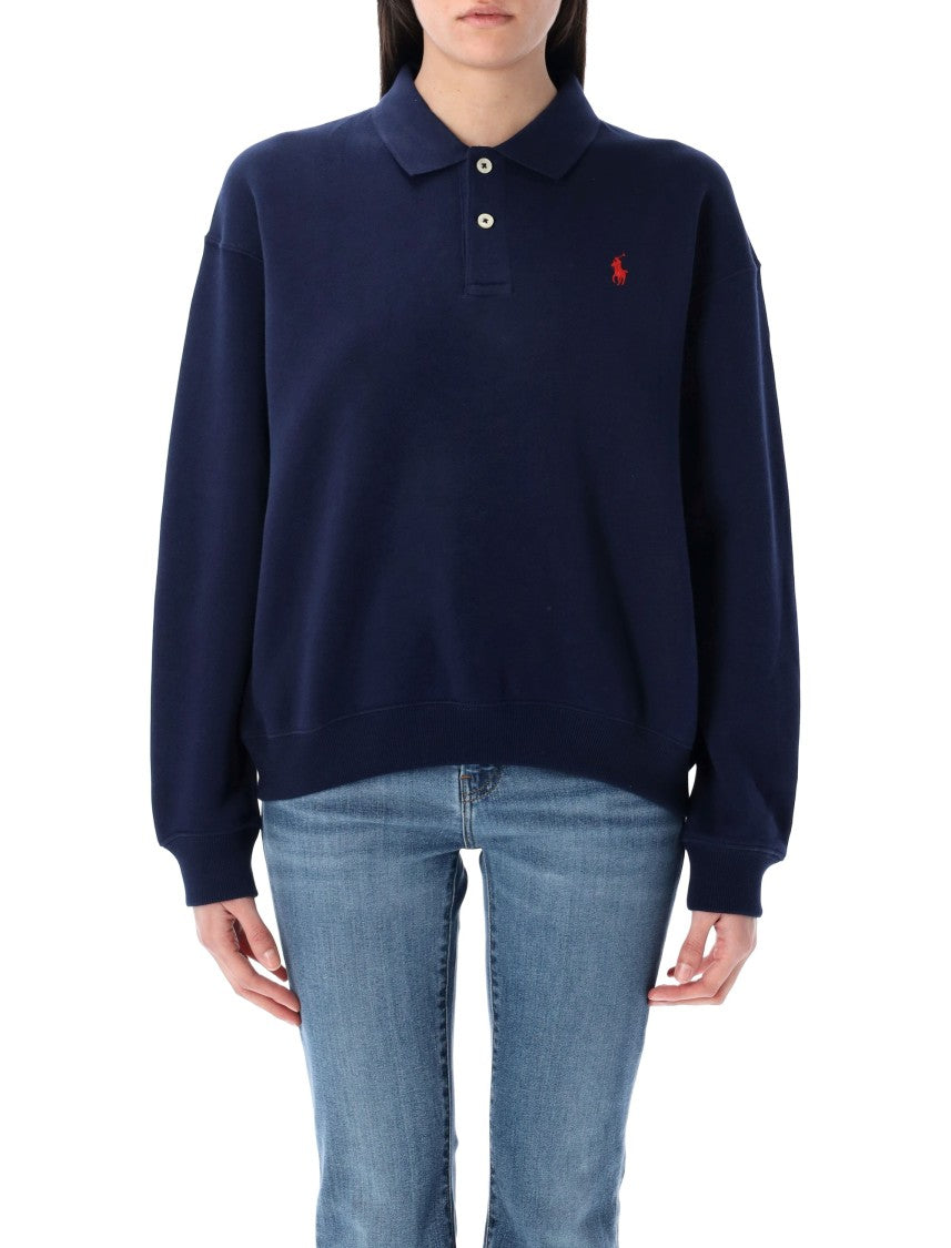Polo Ralph Lauren Polo Brown Cotton Polo-Collar Sweatshirt