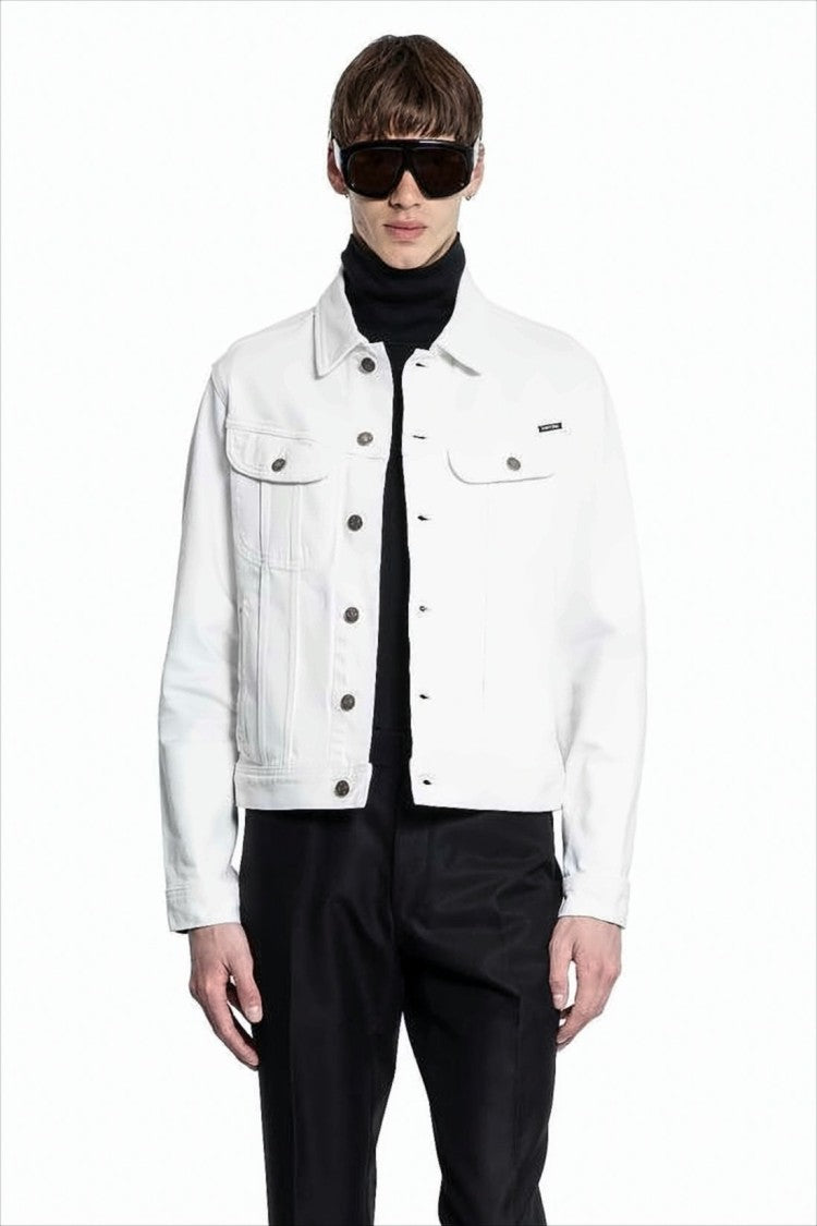 Tom Ford Crisp White Denim Jacket With Structured Silhouette