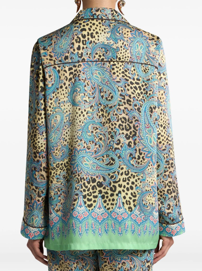 Etro Multicolor Paisley Animalier Pijama Shirt
